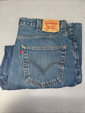 Levi's 550 Men's Straight Jeans - Medium Blue Denim with Tan Patch40x25